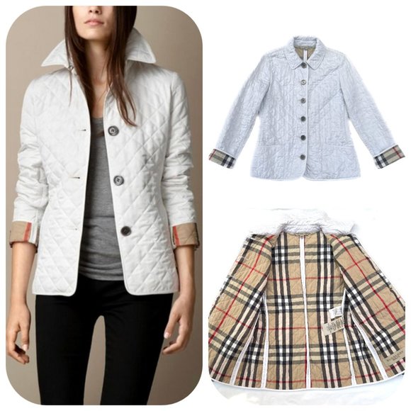 Burberry Jackets & Blazers - Auc BURBERRY LONDON  white nova check quilted jacket S